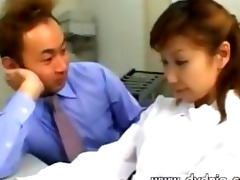 shy oriental secretary gets visit from her boss